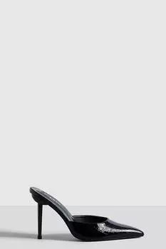 Патентные туфли на пятке croc interest Boohoo, черный