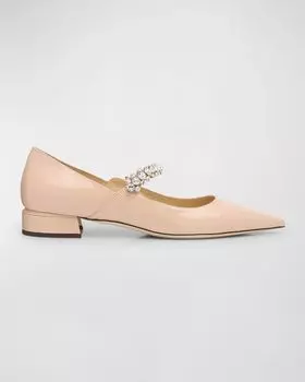 Патентованные балетки Bing с хрустальными ремешками Jimmy Choo, цвет Macaron