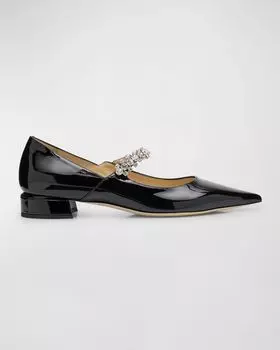 Патентованные балетки Bing с хрустальными ремешками Jimmy Choo, цвет Black