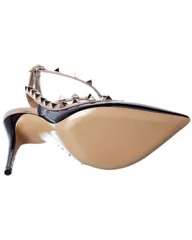 Патентованные туфли Valentino Rockstud Caged 100, черный