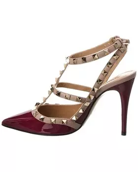 Патентованные туфли Valentino Rockstud Caged 100, красный
