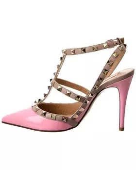 Патентованные туфли Valentino Rockstud Caged 100, розовый