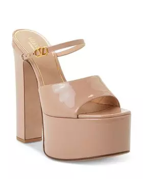 Патентованные женские шлепанцы на платформе на высоком каблуке Valentino Garavani