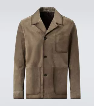 Патинированная замшевая куртка Berluti, Moss