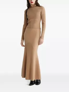 Patou длинная юбка с баской, коричневый