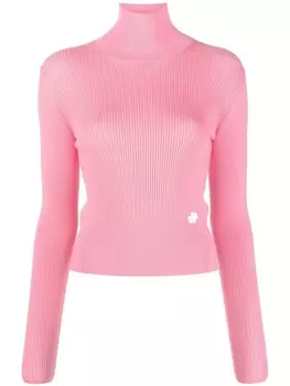 Patou джемпер в рубчик с высоким воротником, розовый