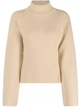 Patou джемпер в рубчик с высоким воротником, нейтральный цвет