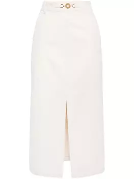 Patou джинсовая юбка миди с разрезом, нейтральный цвет