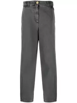 Patou embroidered-logo straight-leg jeans, черный