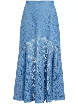 Patou кружевная юбка миди, синий