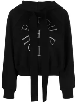 Patou logo-embroidered cotton hoodie, черный