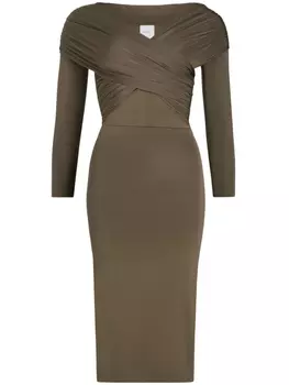 Patou платье миди из джерси с запахом, коричневый