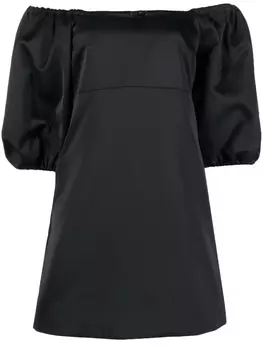 Patou платье мини Bardot с объемными рукавами, черный