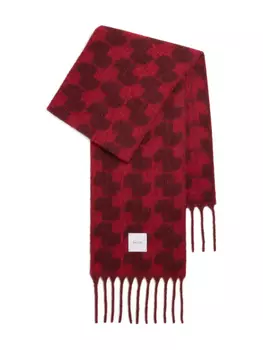 Patou шарф с бахромой и монограммой, красный