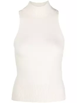 Patou топ без рукавов с воротником-стойкой, белый