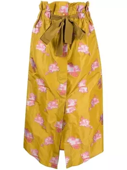 Patou юбка миди с кулиской и цветочной вышивкой, желтый