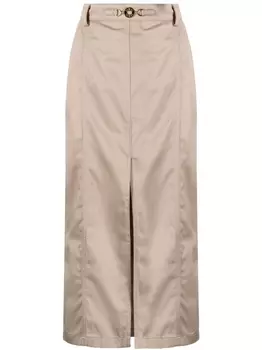 Patou юбка миди с логотипом, коричневый