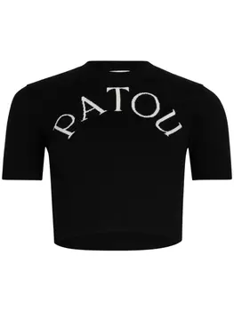 Patou укороченная футболка с жаккардовым логотипом, черный