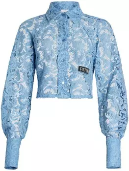 Patou укороченная прозрачная кружевная рубашка, синий
