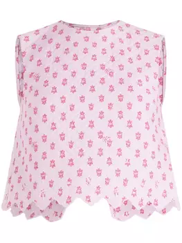Patou укороченный стеганый топ с цветочным принтом, розовый