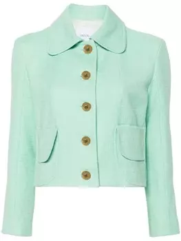 Patou укороченный твидовый жакет, зеленый