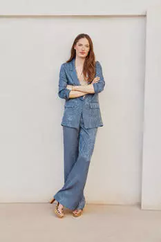 Патрисия. Жаккардовые костюмные брюки Hoss Intropia, темно-синий