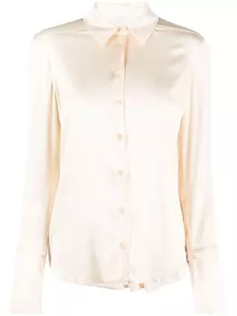 Patrizia Pepe атласная рубашка с заостренным воротником, нейтральный цвет