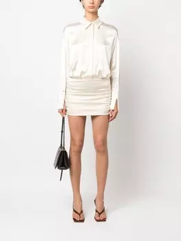 Patrizia Pepe атласное платье-рубашка, нейтральный цвет