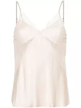 Patrizia Pepe атласный топ с кружевной вставкой, нейтральный цвет