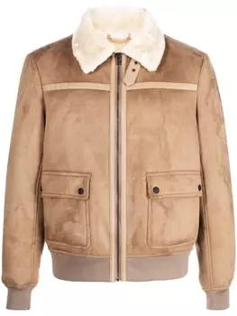 Patrizia Pepe бомбер с воротником из шерпы, коричневый