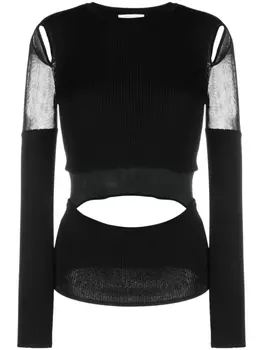 Patrizia Pepe cut-out ribbed-knit top, черный