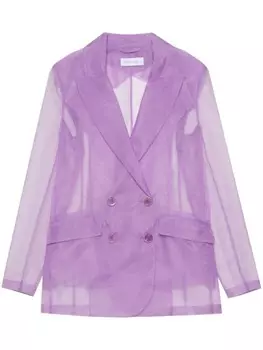 Patrizia Pepe двубортный блейзер из органзы, фиолетовый