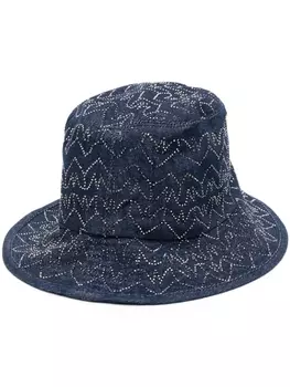 Patrizia Pepe джинсовая панама со стразами, синий