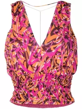 Patrizia Pepe floral-print V top, розовый