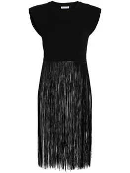 Patrizia Pepe футболка с логотипом и бахромой, черный