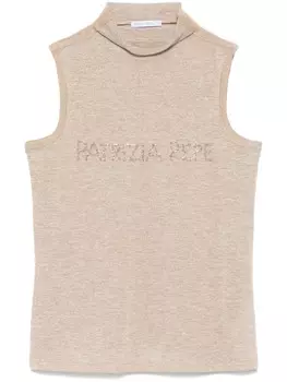 Patrizia Pepe футболка с логотипом из кристаллов, нейтральный