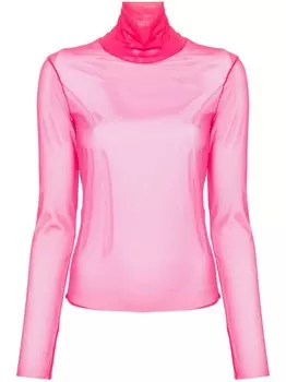 Patrizia Pepe футболка с сетчатым воротником, розовый