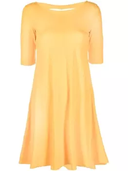 Patrizia Pepe короткое платье А-силуэта с вырезом-лодочкой, оранжевый