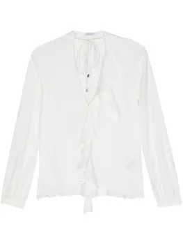 Patrizia Pepe креповая блузка с оборками, белый