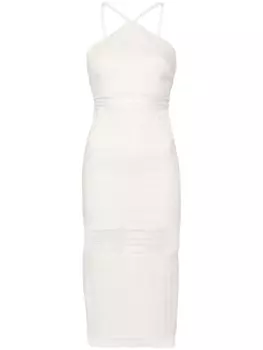 Patrizia Pepe lace-panels halterneck midi dress, нейтральный цвет