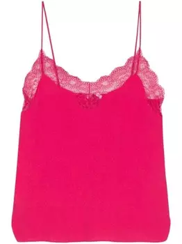 Patrizia Pepe майка из кружевного крепа, розовый