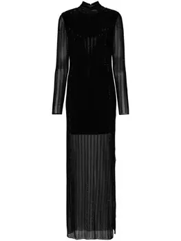 Patrizia Pepe макси-платье, украшенное стразами, черный