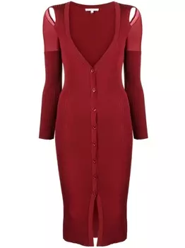 Patrizia Pepe платье-кардиган в рубчик, красный