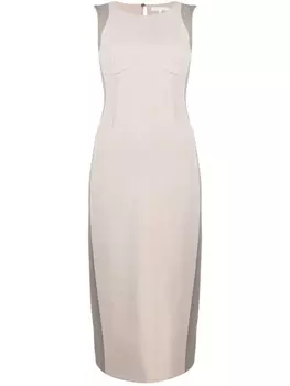 Patrizia Pepe платье миди без рукавов с контрастными вставками, нейтральный цвет