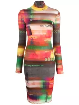 Patrizia Pepe платье миди Glossy с надписью, зеленый