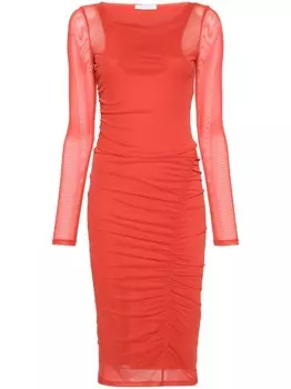 Patrizia Pepe платье миди из тюля с длинными рукавами, красный
