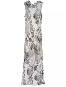 Patrizia Pepe платье миди с цветочным принтом, серый