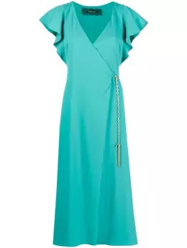 Patrizia Pepe платье миди с оборками, зеленый