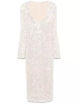 Patrizia Pepe платье миди с пайетками, белый