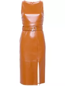 Patrizia Pepe платье миди с поясом, коричневый